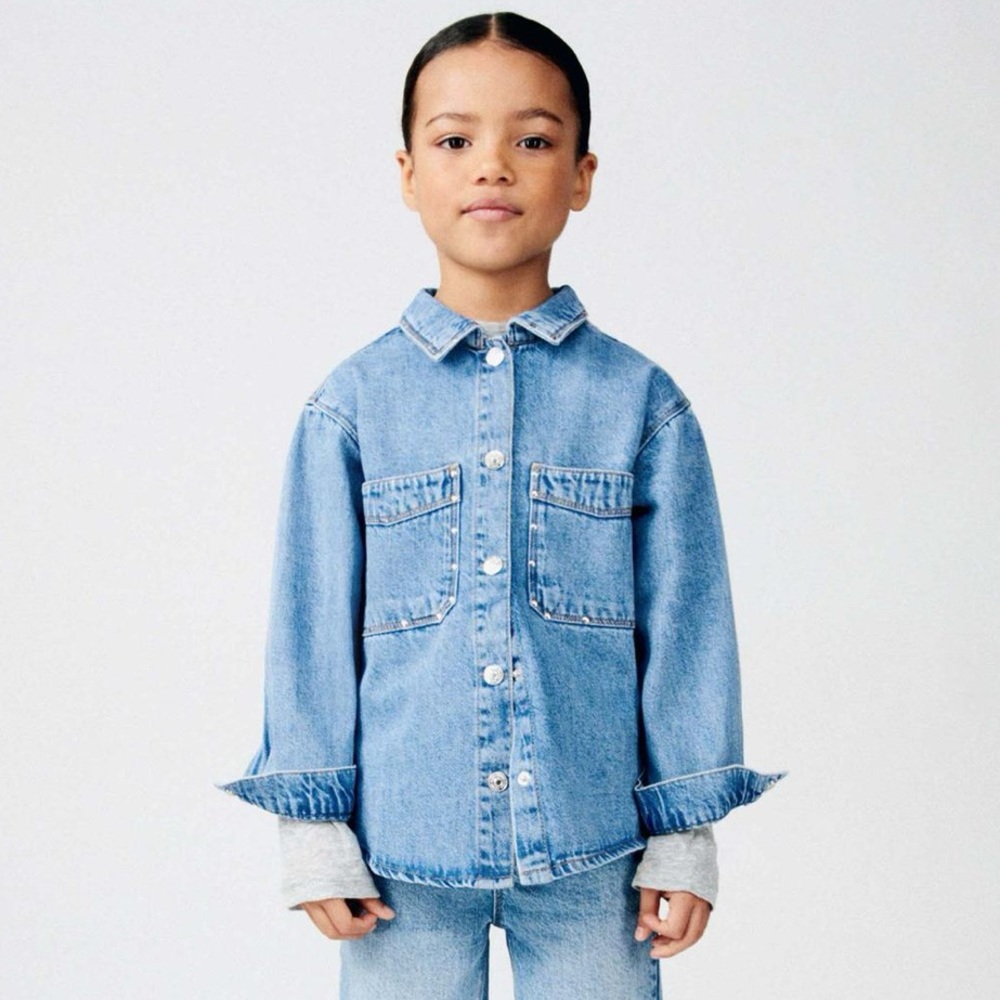 ZARA STUDDED DENIM OVERSHIRT